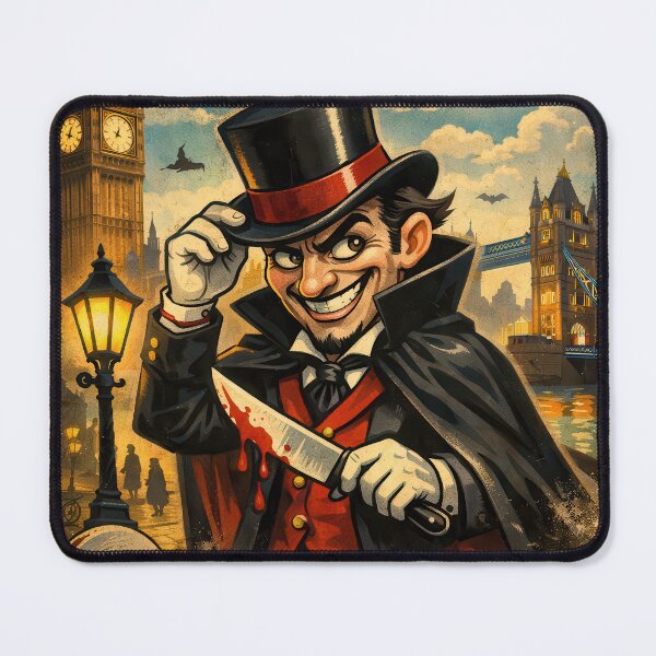 Item preview, Greetings from London – Cartoon Jack the Ripper Vintage Travel Poster designed and sold by Earth Celebration Designs.