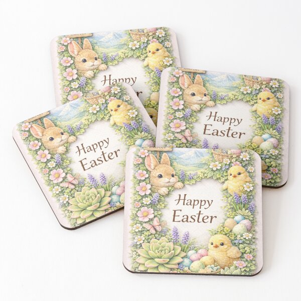 Item preview, Easter Bunny Chick Floral Scene designed and sold by inspired-works.
