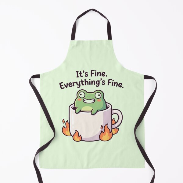 Item preview, Funny Frog “It’s Fine Everything’s Fine” Meme – Cute Frog Anxiety Humor Aesthetic Sticker designed and sold by magiquecreations.