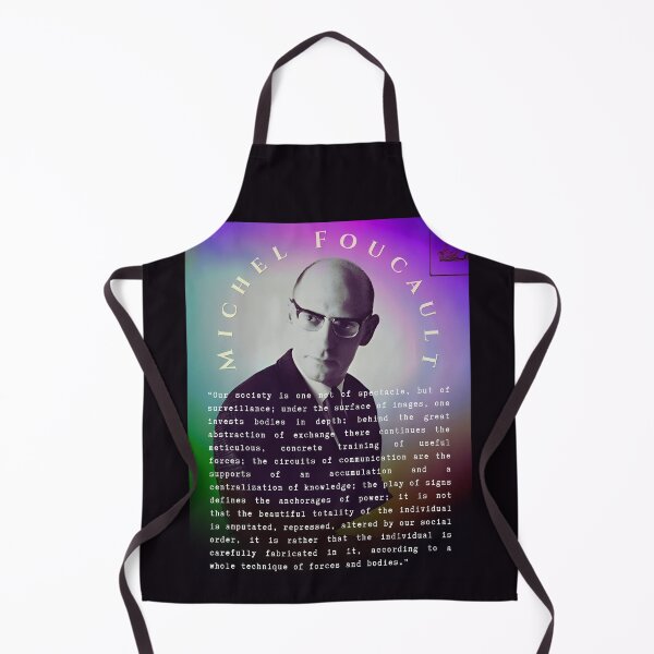 Item preview, Michel Foucault quote: Our society is one not of spectacle, but of surveillance; under the surface of images, one invests bodies in depth;  designed and sold by artbleed.