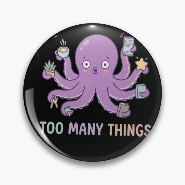 Item preview, Overwhelmed Octopus Multitasking Cute Cartoon  Funny Too Many Things T-Shirt & Stickers designed and sold by ZyxDes.