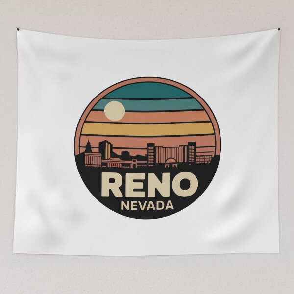 Item preview, Reno Nevada: Retro Teal Orange Yellow Sunset Skyline  designed and sold by CircinusStore.