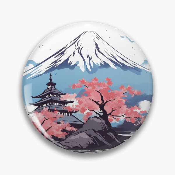 Item preview, Mount Fuji and Pagoda with cherry Blossoms  designed and sold by Sticker-lab-co.