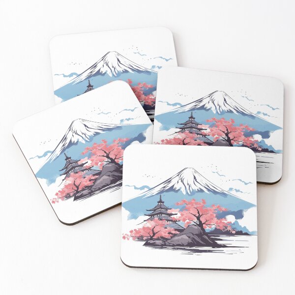 Item preview, Mount Fuji and Pagoda with cherry Blossoms  designed and sold by Sticker-lab-co.