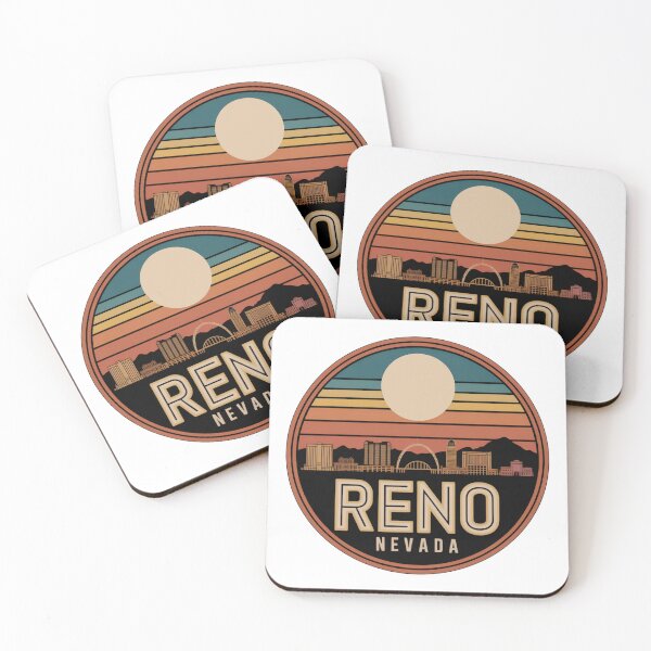 Item preview, Reno Nevada: Retro Blue Orange Tan Sunset Skyline designed and sold by CircinusStore.