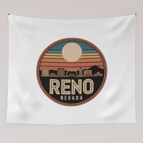 Item preview, Reno Nevada: Retro Blue Orange Tan Sunset Skyline designed and sold by CircinusStore.