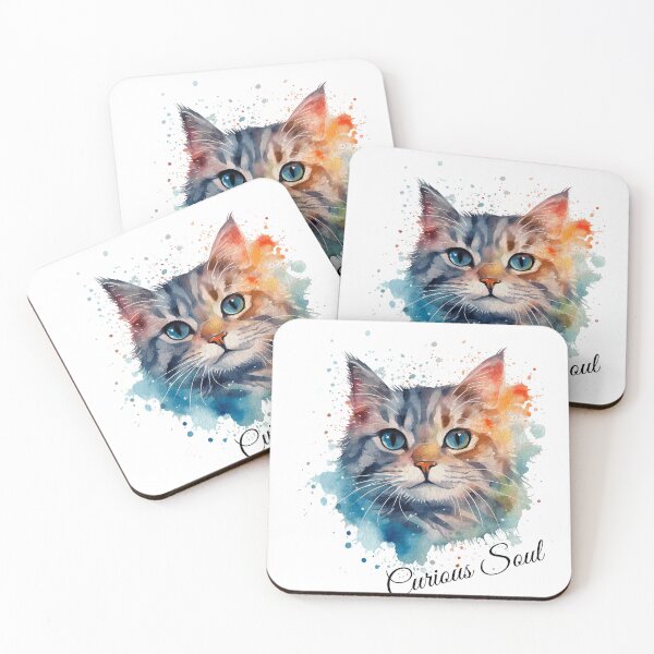 Item preview, Refined Watercolour Cat – Curious Soul designed and sold by Refinedpaws.