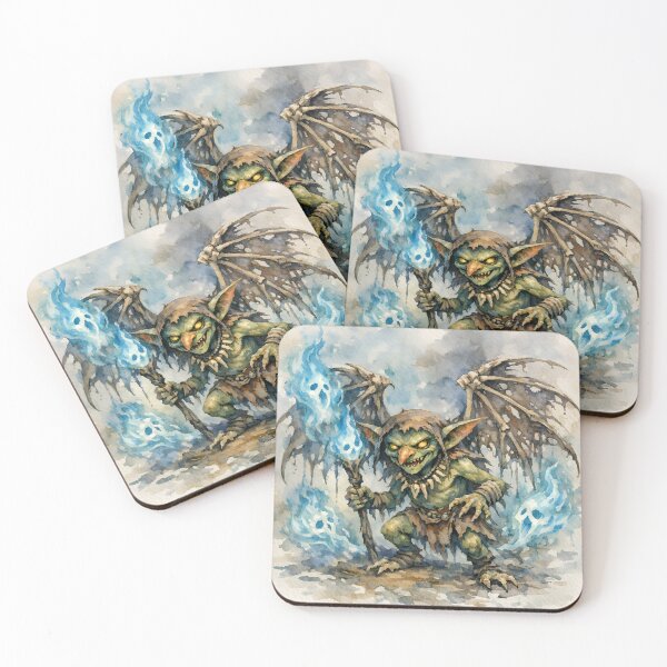 Item preview, Watercolor Goblin Wizard – Dark Fantasy Creature with Blue Fire Magic | Goblincore Art designed and sold by cr6zym1nd.