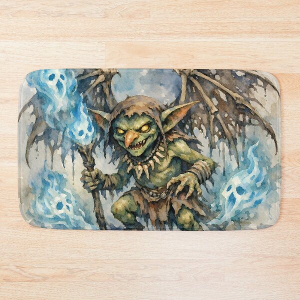 Item preview, Watercolor Goblin Wizard – Dark Fantasy Creature with Blue Fire Magic | Goblincore Art designed and sold by cr6zym1nd.