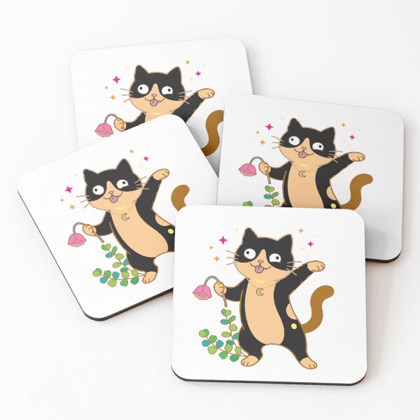 Item preview, Silly Tuxedo Cat Holding Flower Illustration designed and sold by PholPol1959.