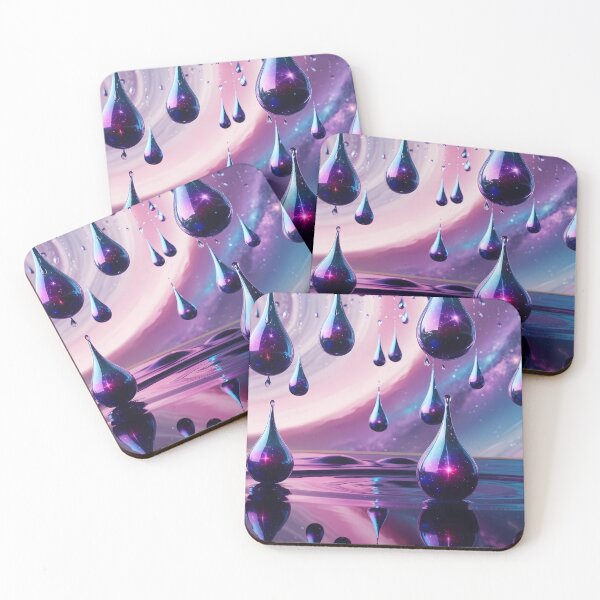 Item preview,  Purple rain - Iridescent drops suspended in mid-air designed and sold by Art-Inspir-AI.