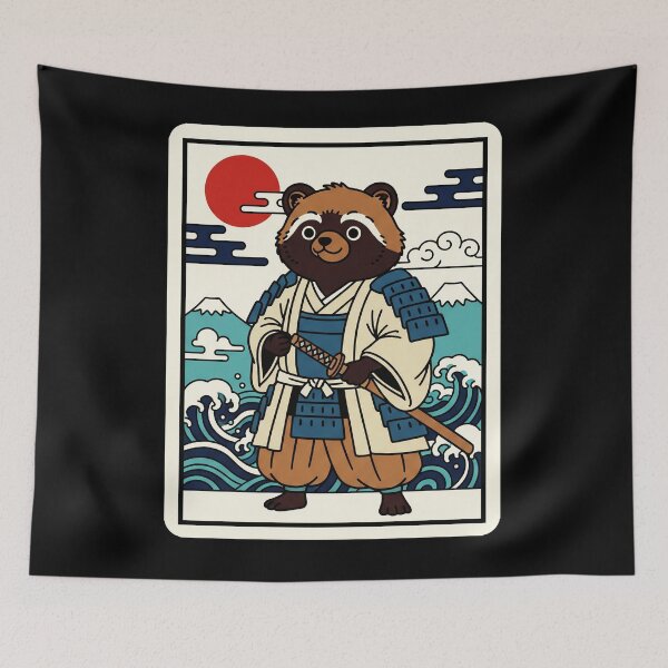 Item preview, Samurai Tanuki Japanese Warrior Wave Cute Animal  designed and sold by JordynLadukeg65.