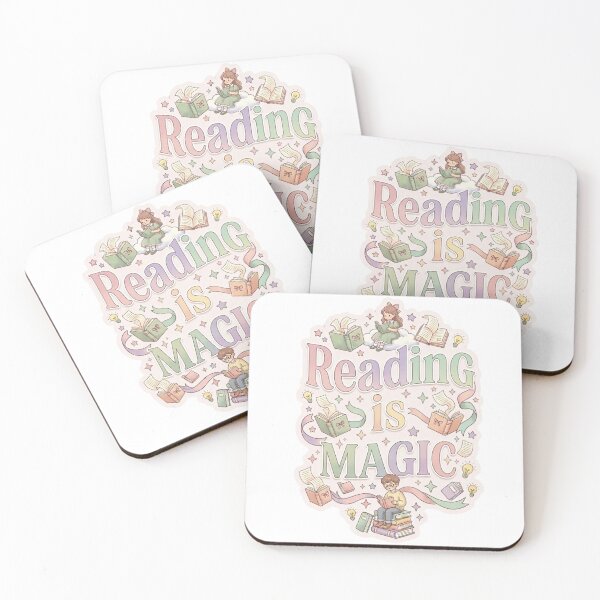 Item preview, Reading is magic - cute pastel retro cartoon designed and sold by Whistle-and-Co.