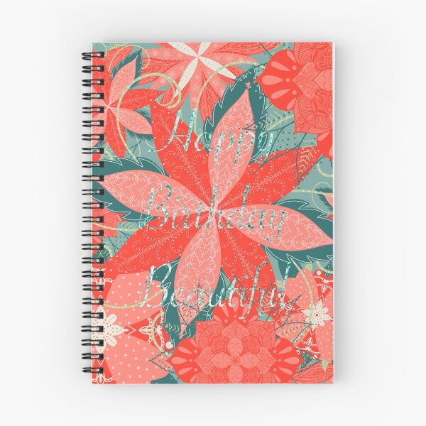 Item preview, Coral Flower Power Happy Birthday  designed and sold by DesignbyKurlz.