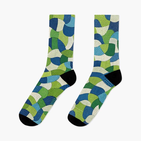 Item preview, Green and blue Geometric Patchwork Pattern designed and sold by AndreBarnard.