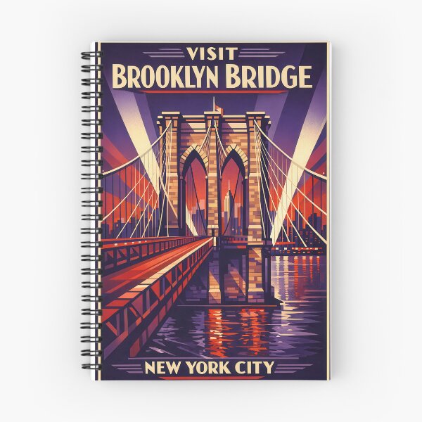 Item preview, Visit Brooklyn Bridge – New York Art Deco Travel Poster designed and sold by Earth Celebration Designs.