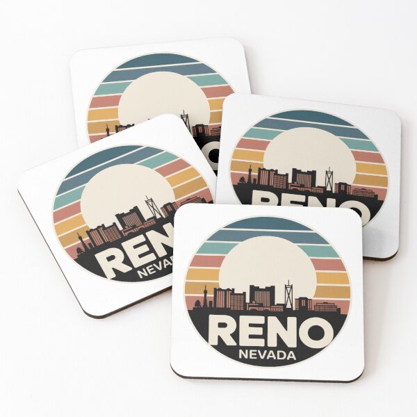 Item preview, Reno Nevada: Retro Blue Teal Orange Sunset Skyline designed and sold by CircinusStore.