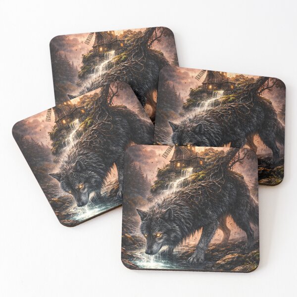 Item preview, Guardian Wolf – Enchanted Forest Fantasy Art designed and sold by KnitOfShadoF.