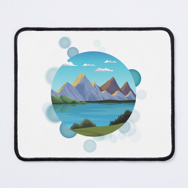 Item preview, Mountains Landscape with a Bright Sky and River - Nature Illustration designed and sold by iamKRUK.