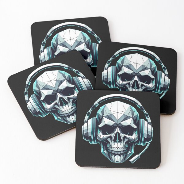 Item preview, Geometric Cyber Skull – Neon Gaming Headphones – Techwear Art designed and sold by Phetuvov.