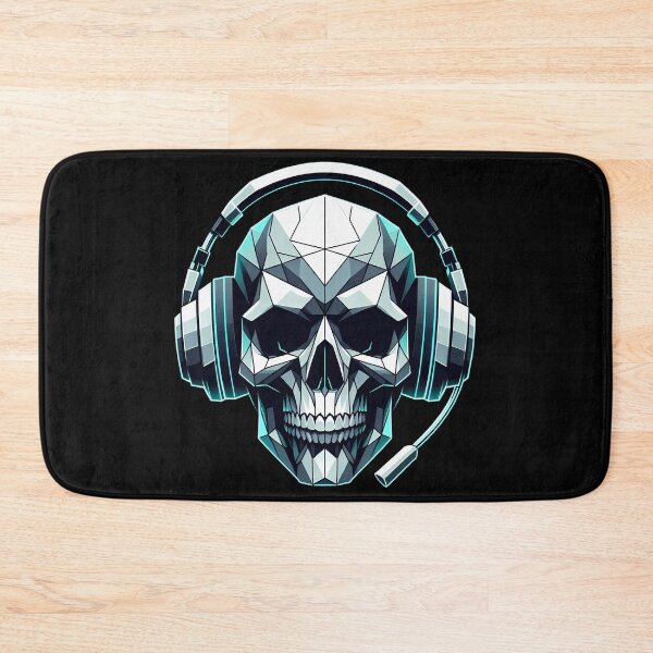 Item preview, Geometric Cyber Skull – Neon Gaming Headphones – Techwear Art designed and sold by Phetuvov.