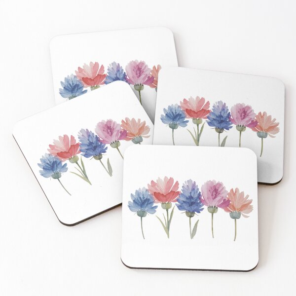 Item preview, Blue and pink flowers designed and sold by uunaa.