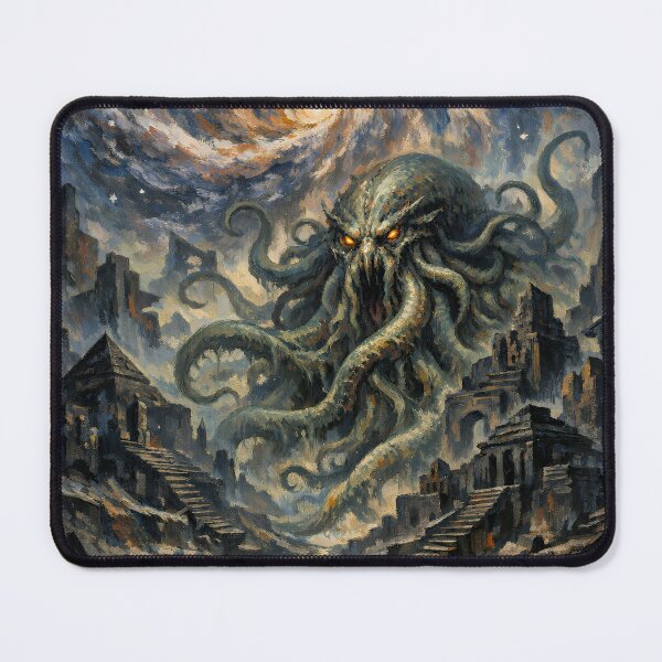 Item preview, Eldritch Cosmic Horror Creature Rising Over Ancient Ruins | Dark Fantasy Oil Painting designed and sold by cr6zym1nd.
