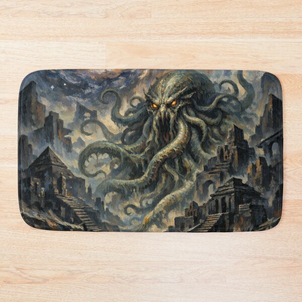 Item preview, Eldritch Cosmic Horror Creature Rising Over Ancient Ruins | Dark Fantasy Oil Painting designed and sold by cr6zym1nd.