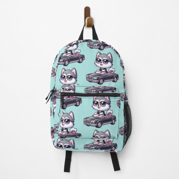 Item preview, Cute Husky Driving Black Classic Car- Charming Kawaii Sticker designed and sold by carestazafeli.