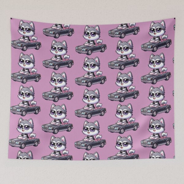 Item preview, Cute Husky Driving Black Classic Car- Charming Kawaii Sticker designed and sold by carestazafeli.