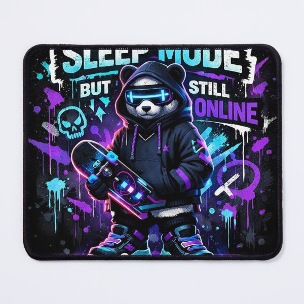 Item preview, Sleep Mode But Still Online Panda – Neon Streetwear Gamer Sticker.. designed and sold by ZenGrowth4.