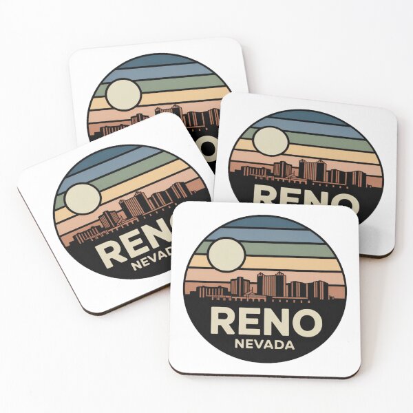Item preview, Reno Nevada: Blue Green Yellow Sunset Skyline Badge designed and sold by CircinusStore.