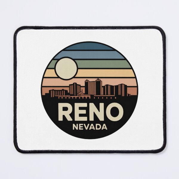 Item preview, Reno Nevada: Blue Green Yellow Sunset Skyline Badge designed and sold by CircinusStore.