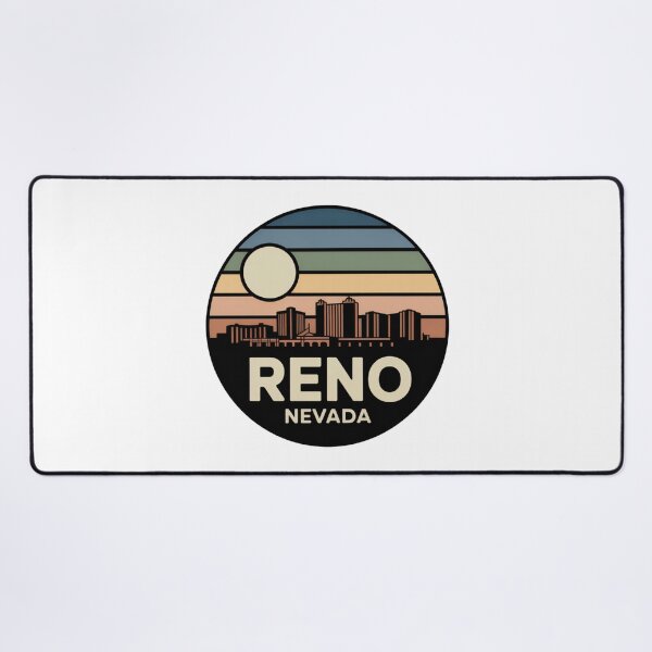Item preview, Reno Nevada: Blue Green Yellow Sunset Skyline Badge designed and sold by CircinusStore.