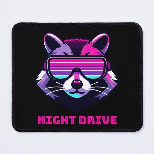 Item preview, Night Drive Raccoon – Retro Synthwave Neon – 80s Futuristic Art designed and sold by Phetuvov.