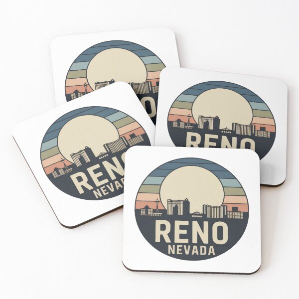 Item preview, Reno Nevada: Green Orange Sunset Skyline Badge designed and sold by CircinusStore.