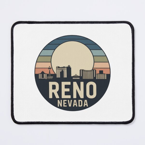 Item preview, Reno Nevada: Green Orange Sunset Skyline Badge designed and sold by CircinusStore.
