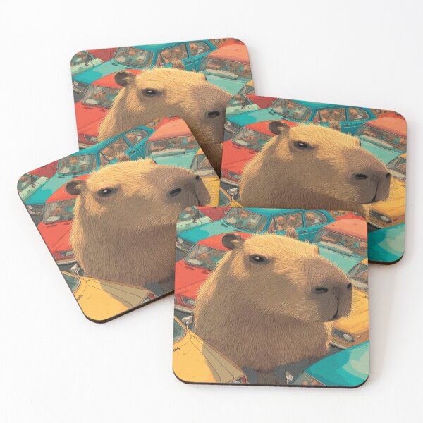Item preview, Giant Capybara Traffic Jam Funny Animal Art designed and sold by NicolasGlowArt.