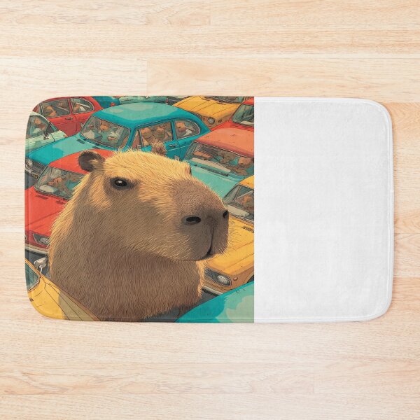Item preview, Giant Capybara Traffic Jam Funny Animal Art designed and sold by NicolasGlowArt.