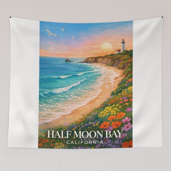 Item preview, Half Moon Bay Coastal Cliffs Pacific Ocean California Sunset Coastline designed and sold by Places On Earth.