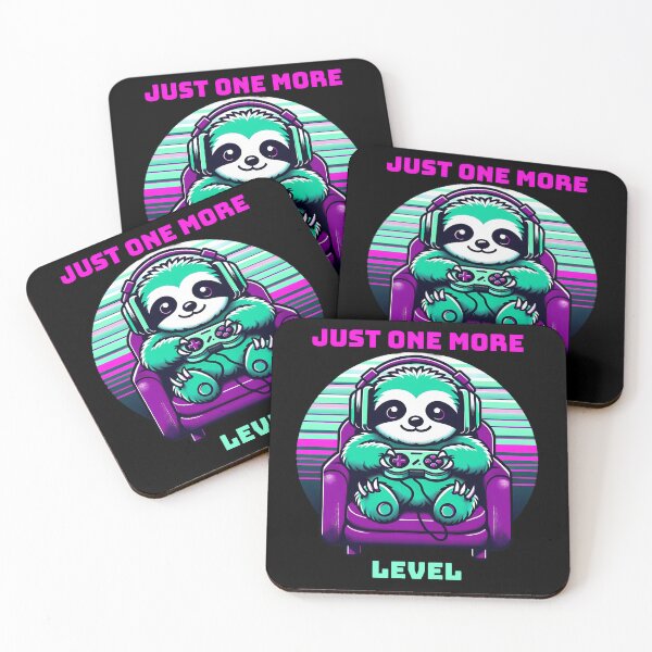 Item preview, Gaming Sloth Neon Art – Just One More Level – Retro Video Gamer Gift designed and sold by Phetuvov.