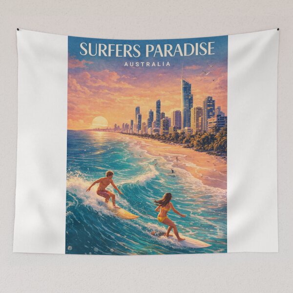Item preview, Surfers Paradise Skyline Gold Coast Skyline Queensland Australia Beach Sunset designed and sold by Places On Earth.