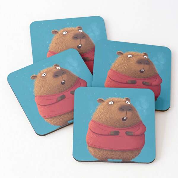 Item preview, Surprised Capybara Red Sweater Winter Animal designed and sold by NicolasGlowArt.
