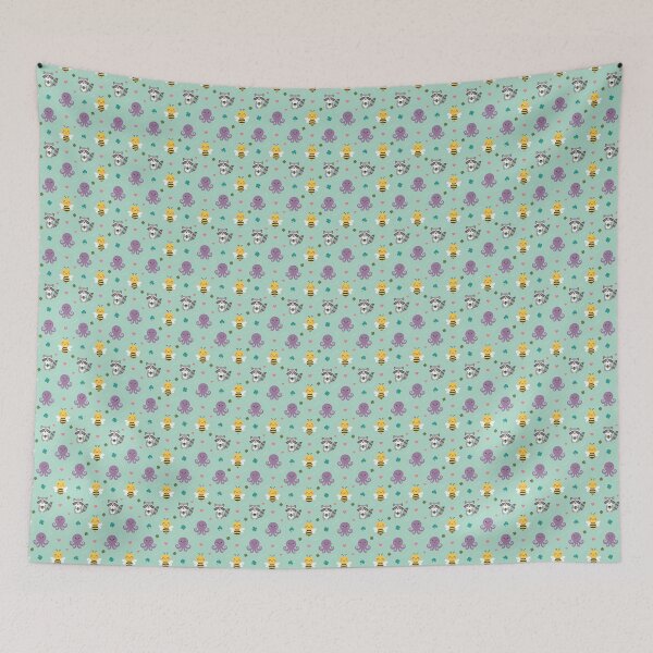 Item preview, Cute Kawaii Animal Friends Seamless Pattern designed and sold by Snout & Shout..