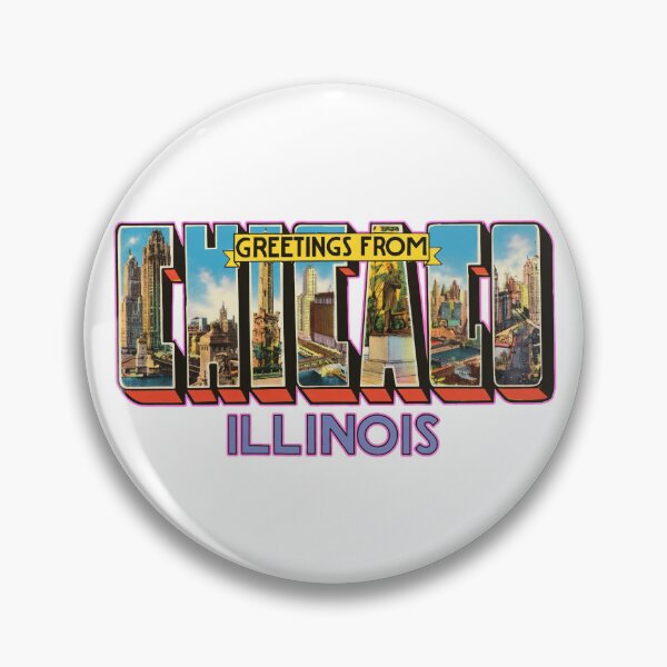 Item preview, Greetings From Chicago Illinois Vintage Postcard Style City Skyline Collage Typography Art designed and sold by portokalis.