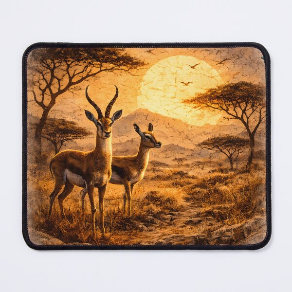 Item preview, African Gazelle Sunset – Textured Mosaic Wildlife Art – Feathered Edge Transparent Design designed and sold by AnimalAirtistry.