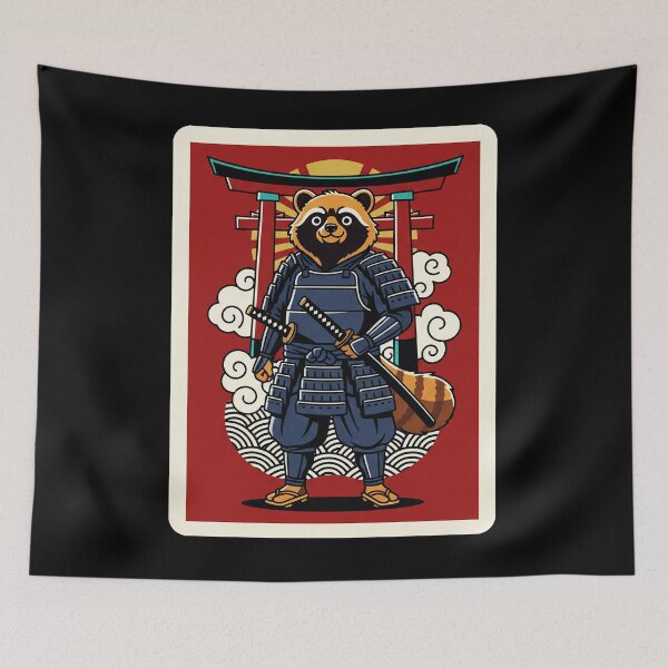 Item preview, Samurai Raccoon Japanese Warrior Tanuki Cute Animal  designed and sold by JordynLadukeg65.