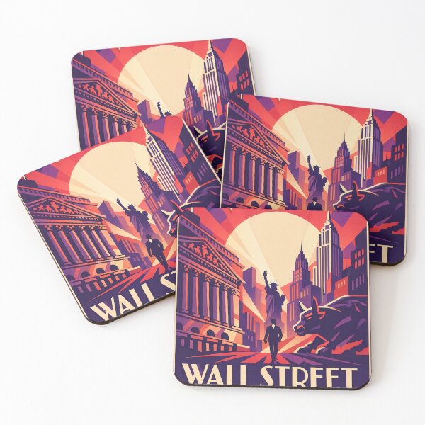 Item preview, Wall Street New York Art Deco Travel Poster designed and sold by Earth Celebration Designs.
