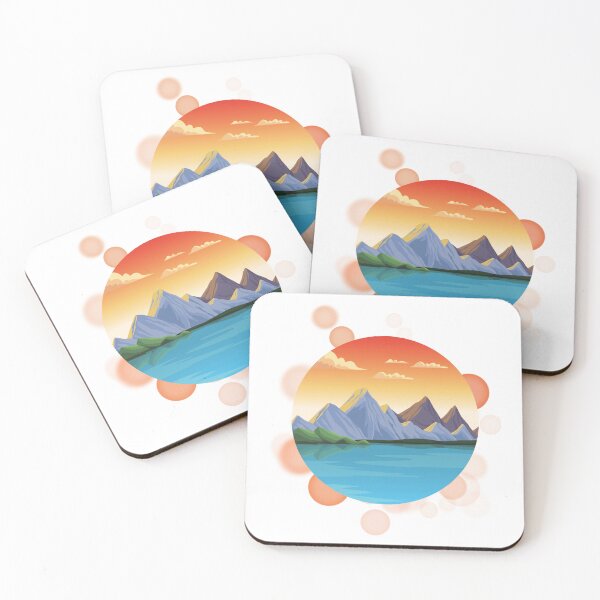 Item preview, Sunset over Mountains and River Landscape - Nature Illustration designed and sold by iamKRUK.