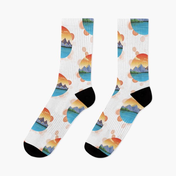 Item preview, Sunset over Mountains and River Landscape - Nature Illustration designed and sold by iamKRUK.